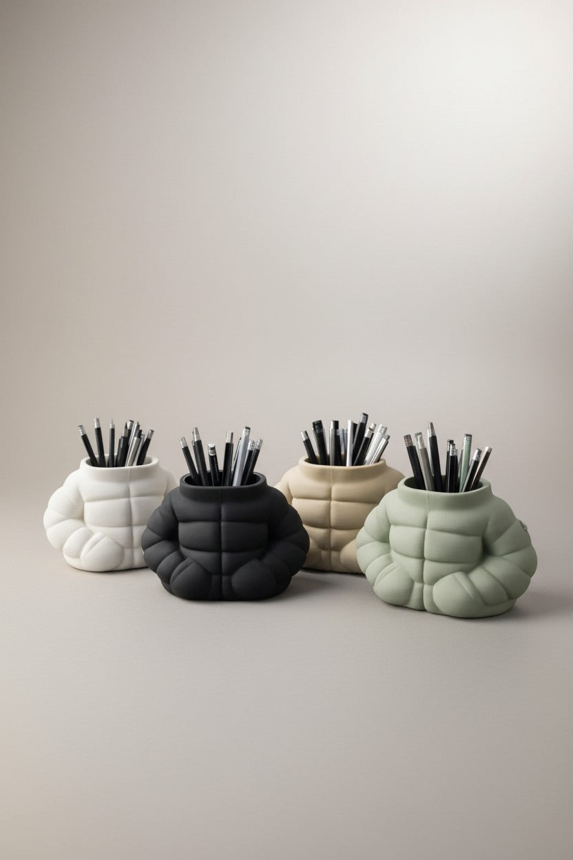 Pen Holder Puffer Jacket - Desk Organizer Decor
